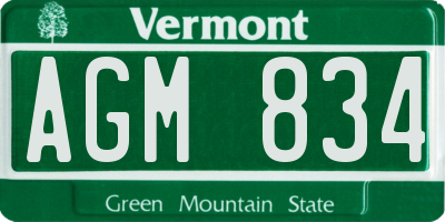 VT license plate AGM834