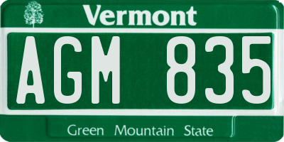 VT license plate AGM835