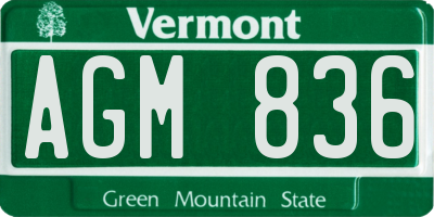VT license plate AGM836