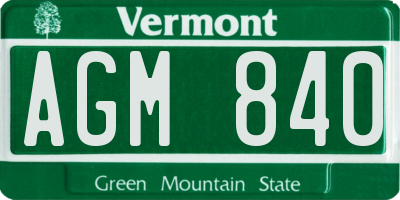VT license plate AGM840