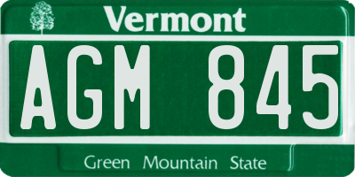 VT license plate AGM845