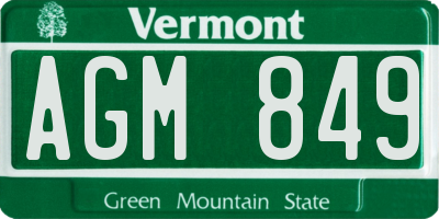 VT license plate AGM849