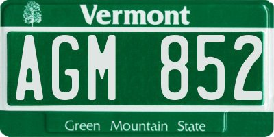 VT license plate AGM852