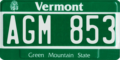 VT license plate AGM853