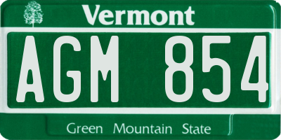 VT license plate AGM854
