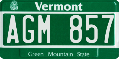 VT license plate AGM857