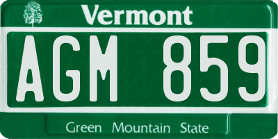 VT license plate AGM859