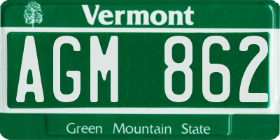 VT license plate AGM862