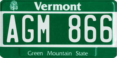 VT license plate AGM866