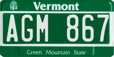 VT license plate AGM867