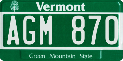 VT license plate AGM870