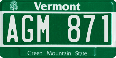 VT license plate AGM871