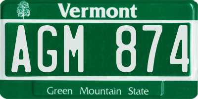 VT license plate AGM874