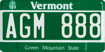 VT license plate AGM888