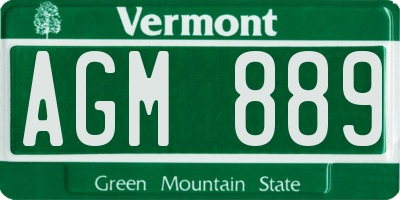 VT license plate AGM889