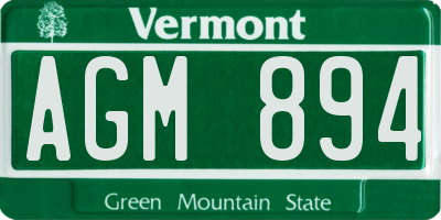 VT license plate AGM894