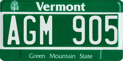VT license plate AGM905