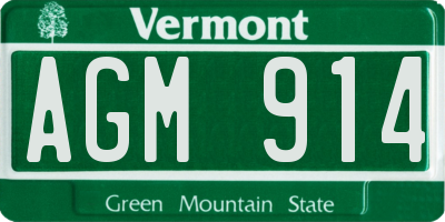 VT license plate AGM914