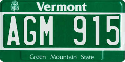 VT license plate AGM915