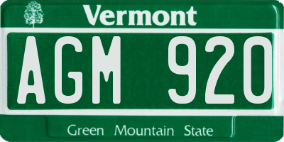 VT license plate AGM920