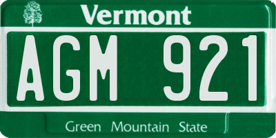 VT license plate AGM921