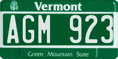 VT license plate AGM923