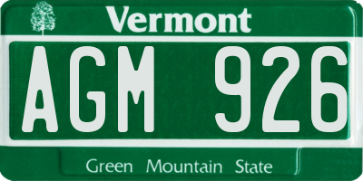 VT license plate AGM926