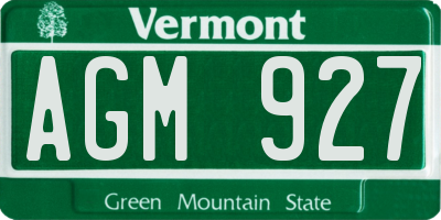 VT license plate AGM927