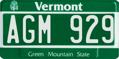 VT license plate AGM929