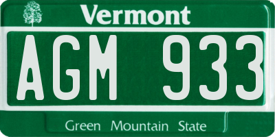 VT license plate AGM933