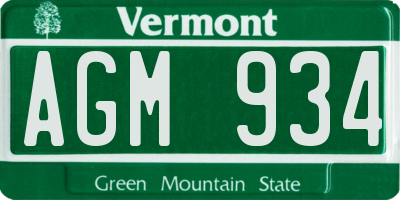 VT license plate AGM934