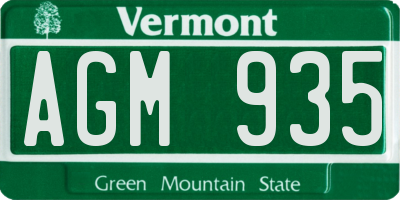 VT license plate AGM935