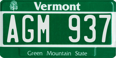 VT license plate AGM937
