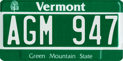 VT license plate AGM947