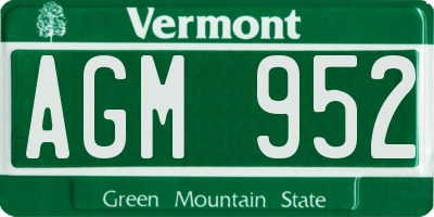 VT license plate AGM952