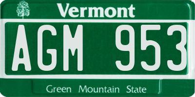 VT license plate AGM953