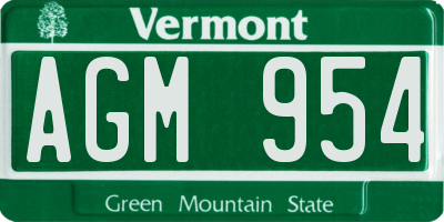 VT license plate AGM954