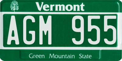 VT license plate AGM955