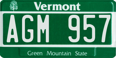 VT license plate AGM957
