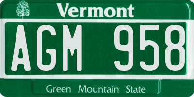VT license plate AGM958