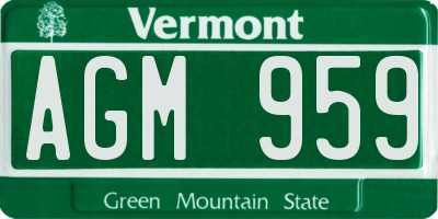 VT license plate AGM959