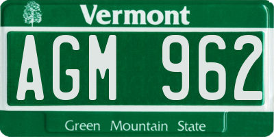 VT license plate AGM962