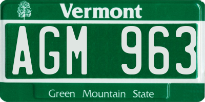 VT license plate AGM963