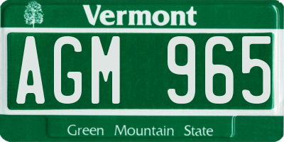 VT license plate AGM965