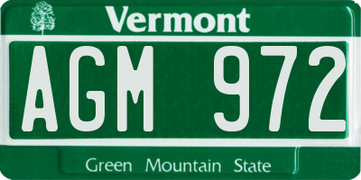 VT license plate AGM972