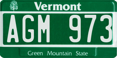 VT license plate AGM973