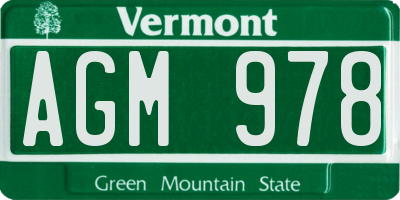 VT license plate AGM978
