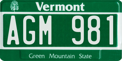 VT license plate AGM981