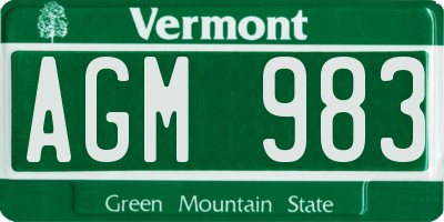 VT license plate AGM983