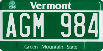 VT license plate AGM984